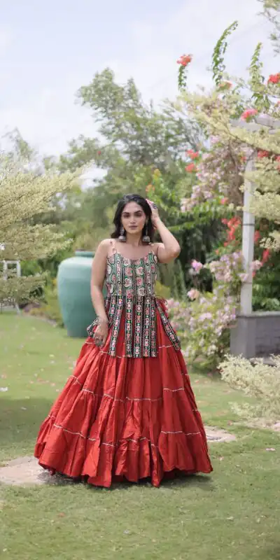 KA 5075 Rust Kora Cotton Lehenga Choli erfect for Wedding, Party, Haldi, Traditional Day, Makar Sankranti – . Special Price ₹2899. Delivery 4-6 Working | Lehenga, Bollywood Lehenga, Creative Lehenga, Designer Lehenga, Embroidered Lehenga, Party Wear Lehenga