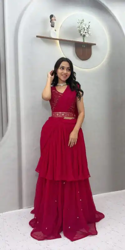 Ram 193 Pink | Faux Georgette Lehenga Choli with Embroidery Work & Lace Work. Special Price ₹2149. Delivery 4-6 Working Days. Shop now. | Lehenga, Bollywood Lehenga, Creative Lehenga, Designer Lehenga, Embroidered Lehenga, Party Wear Lehenga