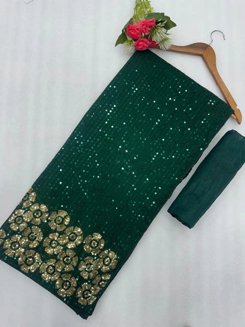DF 3459 Green in Faux Georgette Zari Work & Embroidery Work Saree. Special Price ₹1899. Delivery 4-6 Working Days. Shop now. | Designer Sarees, Modern Digital sarees, Sarees, Bollywood Sarees, Creative Sarees, Embroidered Sarees, Ethnic Saree, Party Wear Sarees