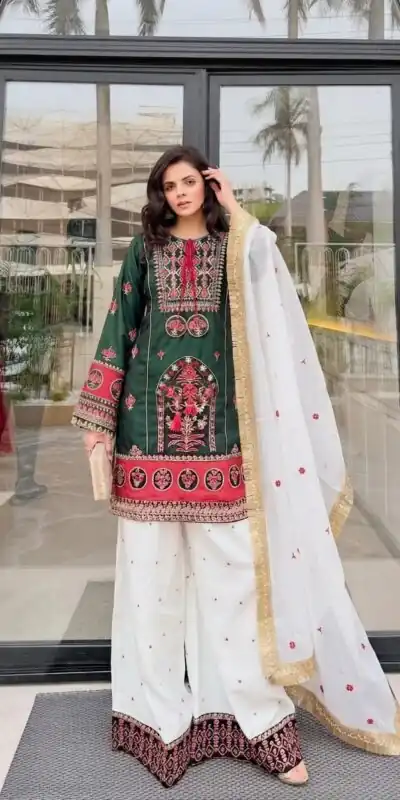 SKF 1731 Green Color Natural Crep Salwar Suit with Embroidery Work. Wedding, Party, Festive, Best Price ₹2149. Delivery 4-6 Working Days. Shop now. | Jump Suits, Salwar suit, Casual Suits, Creative suits, Designer Suits, Palazzo Suits, Party Wear Suits, Patiala Suits, Straight Suits