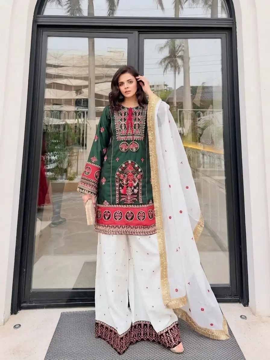 SKF 1731 Green Color Natural Crep Salwar Suit with Embroidery Work. Wedding, Party, Festive, Best Price ₹2149. Delivery 4-6 Working Days. Shop now. | Jump Suits, Salwar suit, Casual Suits, Creative suits, Designer Suits, Palazzo Suits, Party Wear Suits, Patiala Suits, Straight Suits