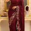 DF 3459 Maroon in Faux Georgette Zari Work & Embroidery Work Saree. Special Price ₹1899. Delivery 4-6 Working Days. Shop now. | Designer Sarees, Modern Digital sarees, Sarees, Bollywood Sarees, Creative Sarees, Embroidered Sarees, Ethnic Saree, Party Wear Sarees