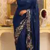 DF 3459 Navy Blue in Faux Georgette Zari Work & Embroidery Work Saree. Special Price ₹1899. Delivery 4-6 Working Days. Shop now. | Designer Sarees, Modern Digital sarees, Sarees, Bollywood Sarees, Creative Sarees, Embroidered Sarees, Ethnic Saree, Party Wear Sarees