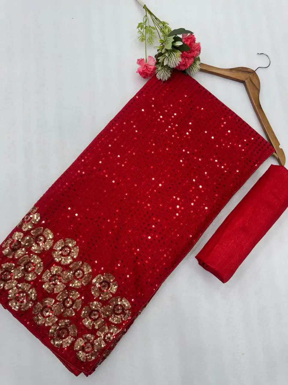 DF 3459 Red in Faux Georgette Zari Work & Embroidery Work Saree. Special Price ₹1899. Delivery 4-6 Working Days. Shop now. | Designer Sarees, Modern Digital sarees, Sarees, Bollywood Sarees, Creative Sarees, Embroidered Sarees, Ethnic Saree, Party Wear Sarees
