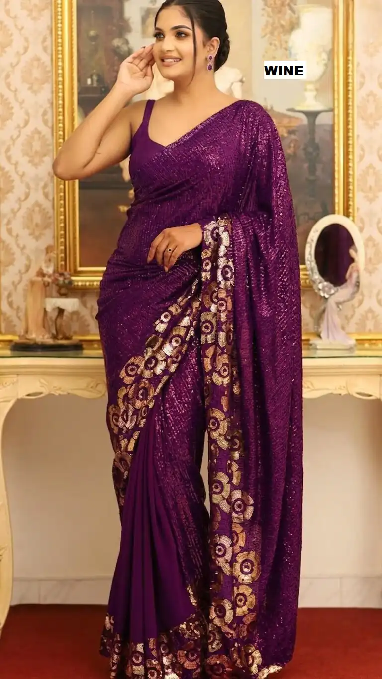 DF 3459 Wine in Faux Georgette Zari Work & Embroidery Work Saree. Special Price ₹1899. Delivery 4-6 Working Days. Shop now. | Designer Sarees, Modern Digital sarees, Sarees, Bollywood Sarees, Creative Sarees, Embroidered Sarees, Ethnic Saree, Party Wear Sarees