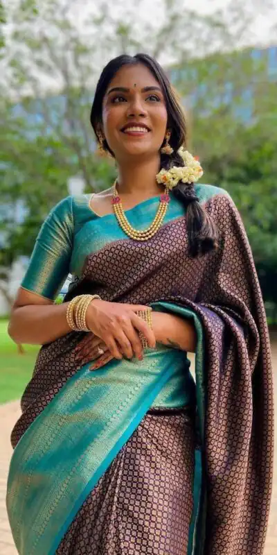 KP 4039 Brown Soft Lichi Silk Cloth Saree Perfect for Wedding, Party, Family Gatherings, Sangeet, Festive Deal ₹1599. Delivery 4-6 Working Days | Designer Sarees, Modern Digital sarees, Sarees, Bollywood Sarees, Creative Sarees, Embroidered Sarees, Ethnic Saree, Party Wear Sarees