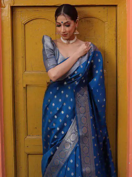 KP 7000 Navy Blue Soft Lichi Silk Cloth Saree Perfect for Wedding, Party, Family Gatherings, Sangeet, Ethnic Day – Festive Deal ₹1549. Delivery 4-6 Working | Designer Sarees, Modern Digital sarees, Sarees, Bollywood Sarees, Creative Sarees, Embroidered Sarees, Ethnic Saree, Party Wear Sarees