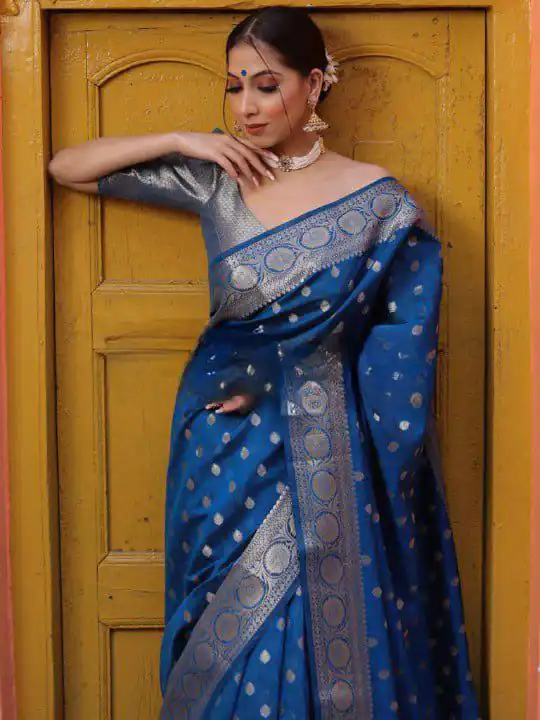 KP 7000 Navy Blue Soft Lichi Silk Cloth Saree Perfect for Wedding, Party, Family Gatherings, Sangeet, Ethnic Day – Festive Deal ₹1549. Delivery 4-6 Working | Designer Sarees, Modern Digital sarees, Sarees, Bollywood Sarees, Creative Sarees, Embroidered Sarees, Ethnic Saree, Party Wear Sarees