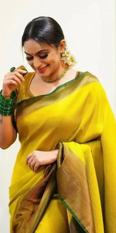 KP 4039 Yellow Soft Lichi Silk Cloth Saree Perfect for Wedding, Party, Family Gatherings, Sangeet, Festive Deal ₹1599. Delivery 4-6 Working Days | Designer Sarees, Modern Digital sarees, Sarees, Bollywood Sarees, Creative Sarees, Embroidered Sarees, Ethnic Saree, Party Wear Sarees