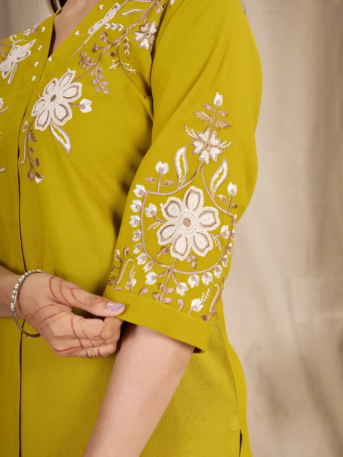 DIVA 169 Mustered Colour Rayon Cotton Kurti with Embroidery Work. Introductory Price ₹1999. Delivery 4-6 Working Days. Shop now. | Kurti, Bollywood Kurti, Creative Kurtis, Designer Kurti, Party Wear Kurti, Selfie Kurti