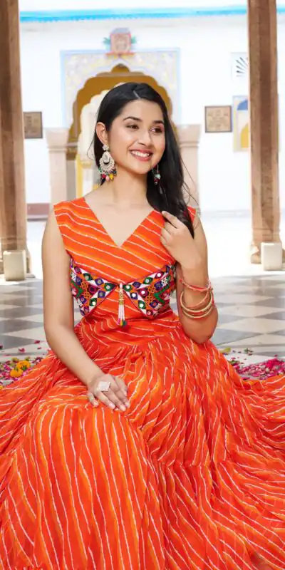 Ram 112 Orange in Colour Faux Georgette Bandhani Print Work Gown. Available at ₹1949 only. Delivery 4-6 Working Days. Shop now. | Gowns, Bollywood Gowns, Creative Gowns, Designer Gowns, Embroidered Gowns, Party Wear Gowns