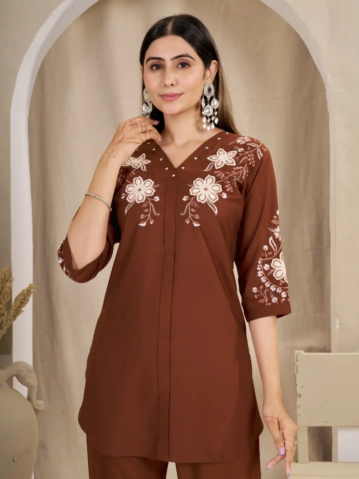 DIVA 169 Rust Colour Rayon Cotton Kurti with Embroidery Work. Introductory Price ₹1999. Delivery 4-6 Working Days. Shop now. | Kurti, Bollywood Kurti, Creative Kurtis, Designer Kurti, Party Wear Kurti, Selfie Kurti