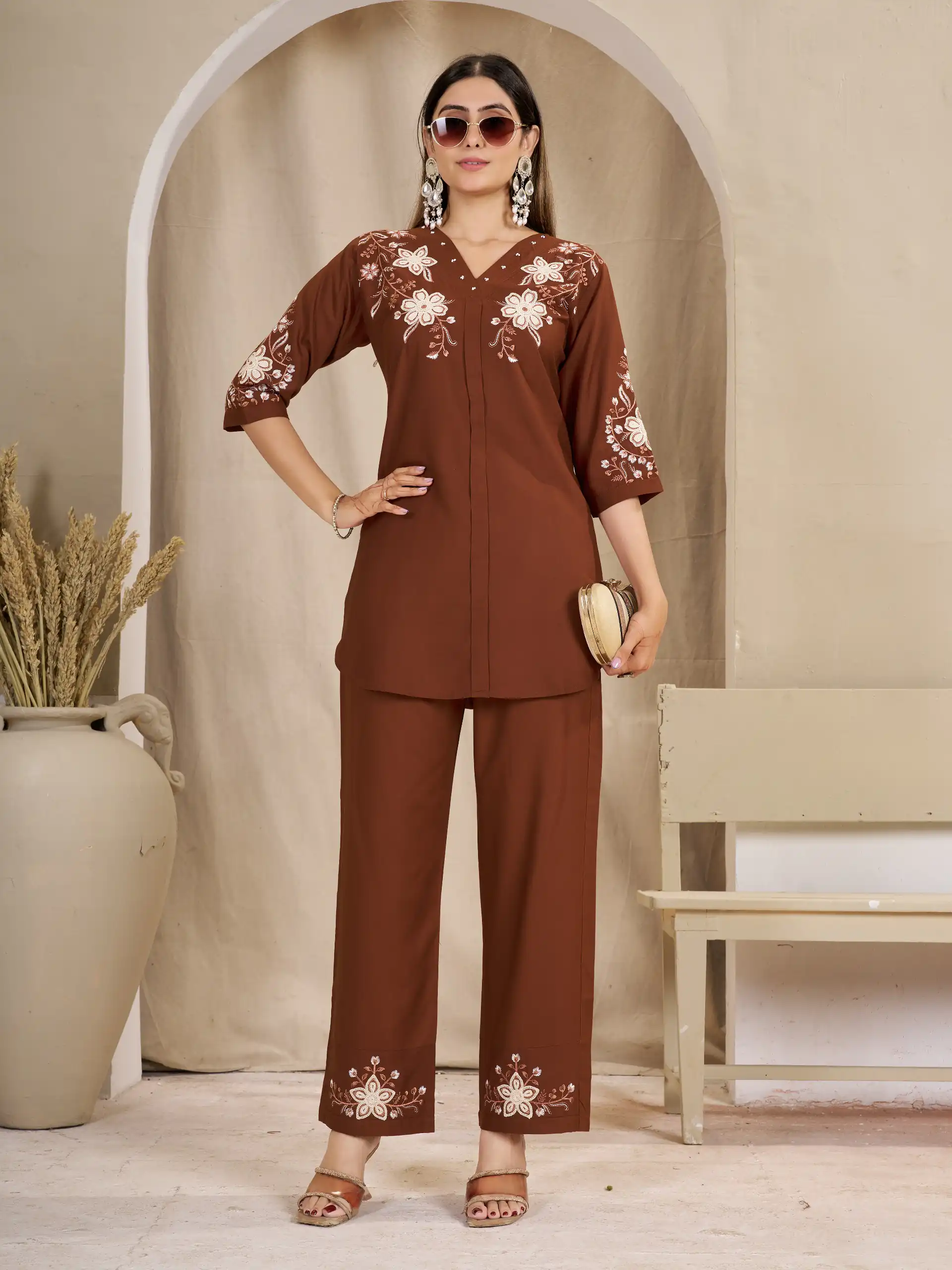 DIVA 169 Rust Colour Rayon Cotton Kurti with Embroidery Work. Introductory Price ₹1999. Delivery 4-6 Working Days. Shop now. | Kurti, Bollywood Kurti, Creative Kurtis, Designer Kurti, Party Wear Kurti, Selfie Kurti