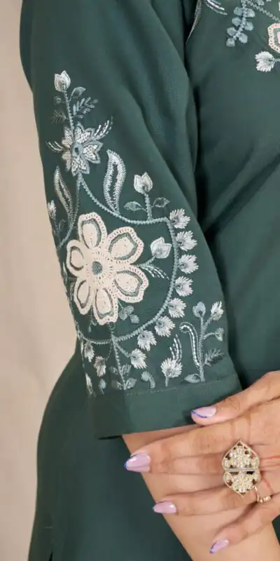 DIVA 169 Teal Colour Rayon Cotton Kurti with Embroidery Work. Introductory Price ₹1999. Delivery 4-6 Working Days. Shop now. | Kurti, Bollywood Kurti, Creative Kurtis, Designer Kurti, Party Wear Kurti, Selfie Kurti