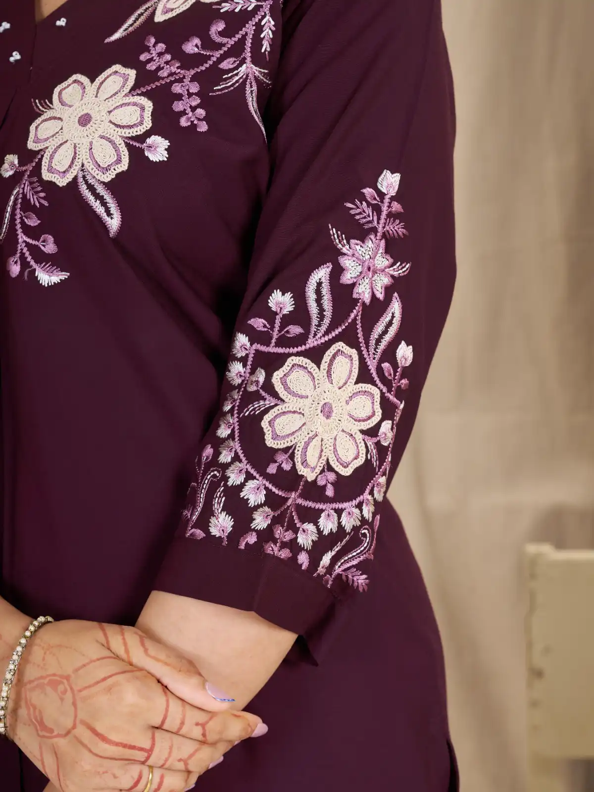 DIVA 169 Wine Colour Rayon Cotton Kurti with Embroidery Work. Introductory Price ₹1999. Delivery 4-6 Working Days. Shop now. | Kurti, Bollywood Kurti, Creative Kurtis, Designer Kurti, Party Wear Kurti, Selfie Kurti