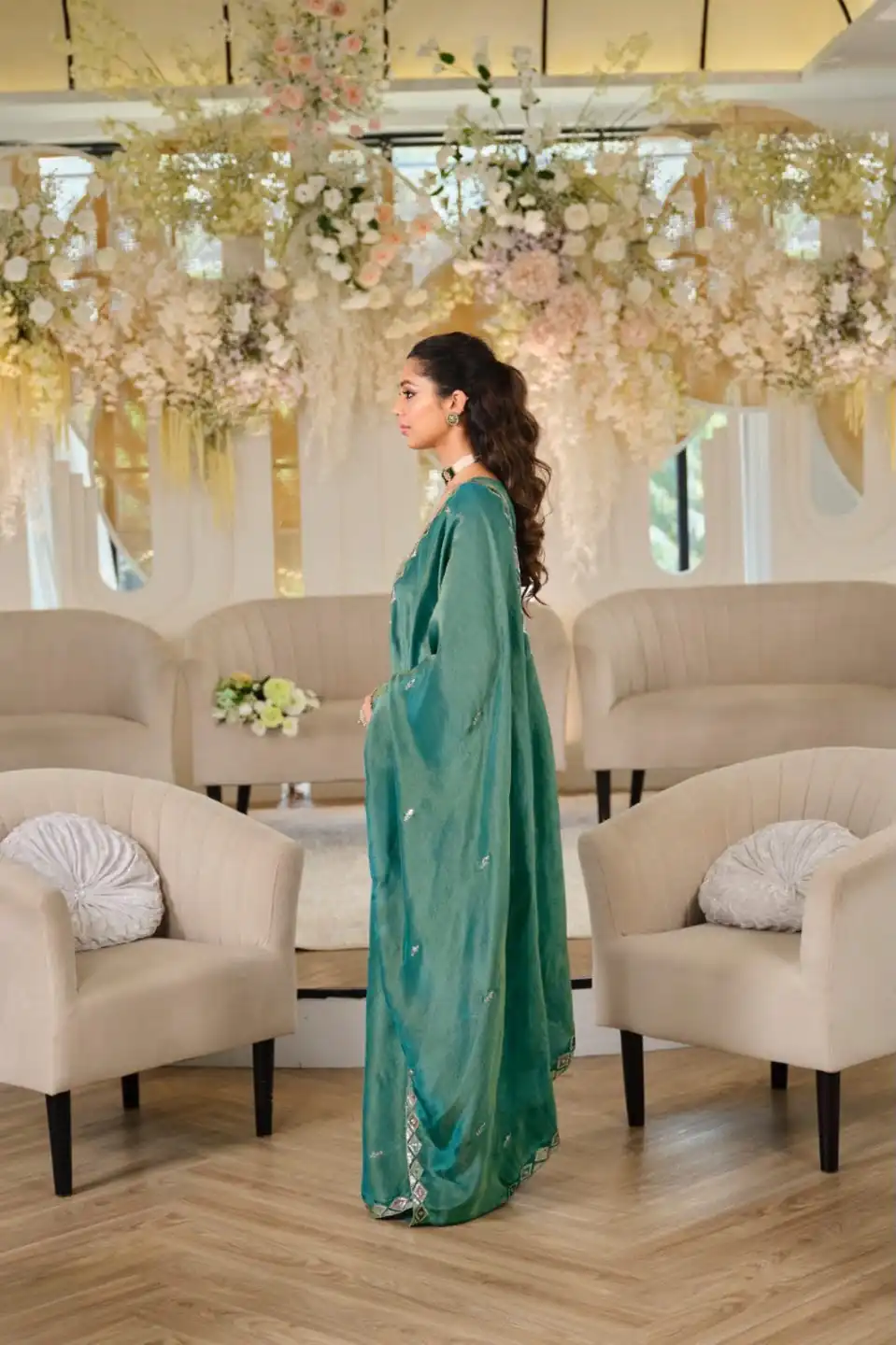 Super Firozi Nc Moss Silk Sequins Work Salwar Suit - Image 4