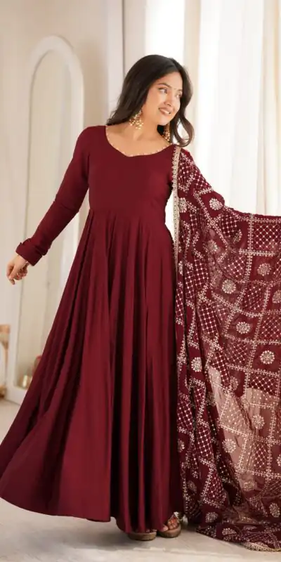 KB 313 Marooni Anarkali Suit with Thread Embroidery & Embroidery Work. Special Price ₹2299. Delivery 4-6 Working Days. Shop now. | Anarkali Suits, Bollywood Anarkali, Creative-Anarkali, Designer Anarkali, Embroidered Anarkali, Party Wear Anarkali