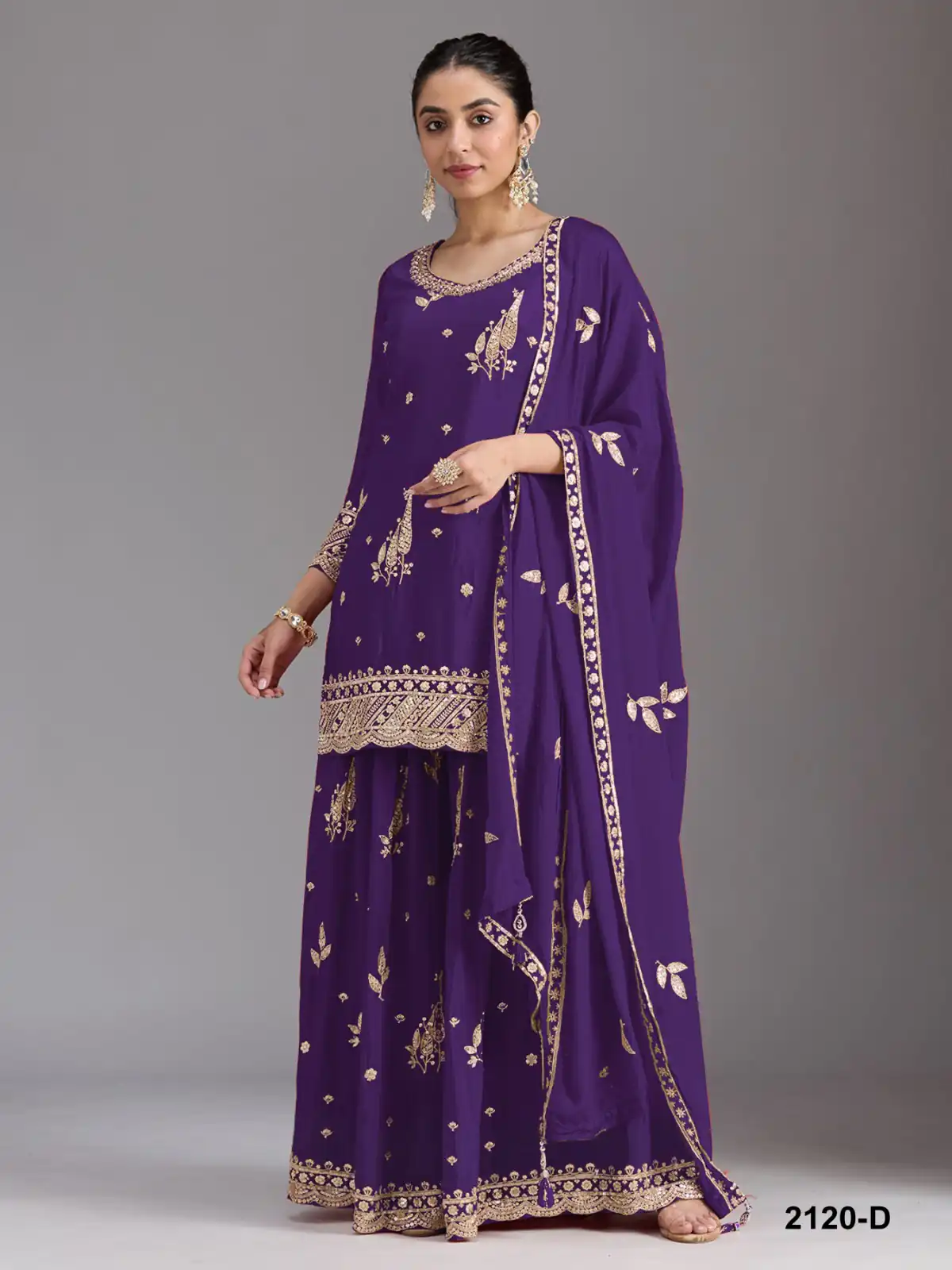 FC 2120 Purple Color chinon Print Silk with Dall Crepe Sharara Suit Wedding, Party, Festive, Events Etc. Expected Delivery 4-6 Working Days @2399/- | Jump Suits, Salwar suit, Casual Suits, Creative suits, Designer Suits, Palazzo Suits, Party Wear Suits, Patiala Suits, Straight Suits