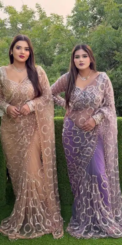DF 3490 Lavender Color Butterfly Net Heavy Sequins Embroidery work Saree Casual, Wedding, Festive, Events . Expected Delivery  4-6 Working Days @1799/- only                                                                                | Designer Sarees, Modern Digital sarees, Sarees, Bollywood Sarees, Creative Sarees, Embroidered Sarees, Ethnic Saree, Party Wear Sarees