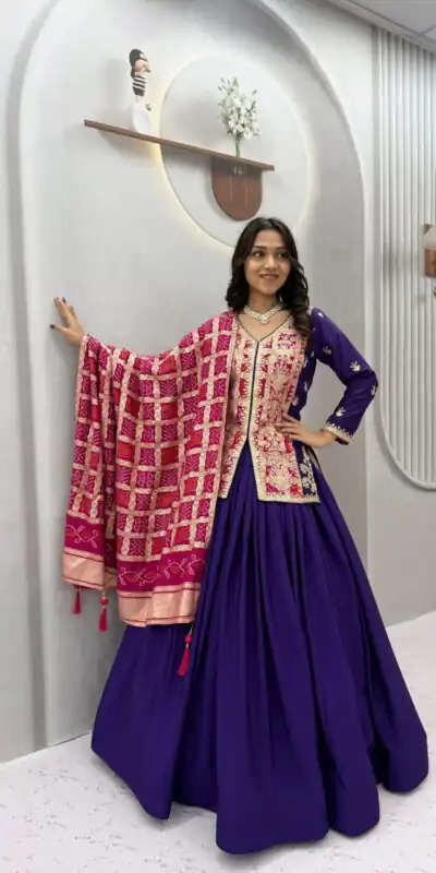 Ram 190 Purple Chinon silk Lehenga Choli with Sequins Work & Embroidery Work. Now at just ₹2749. Delivery 4-6 Working Days. Shop now. | Lehenga, Bollywood Lehenga, Creative Lehenga, Designer Lehenga, Embroidered Lehenga, Party Wear Lehenga