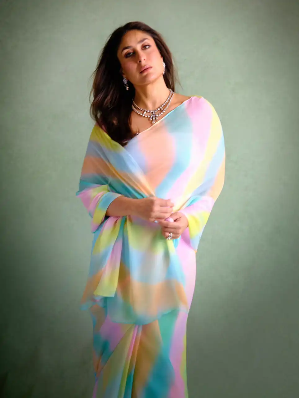 Bright Multi Chiffon Digital Print Work Saree - Image 2