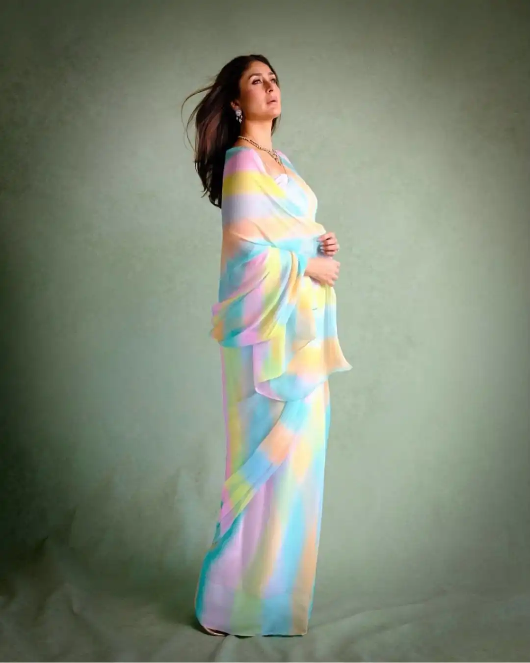 Bright Multi Chiffon Digital Print Work Saree