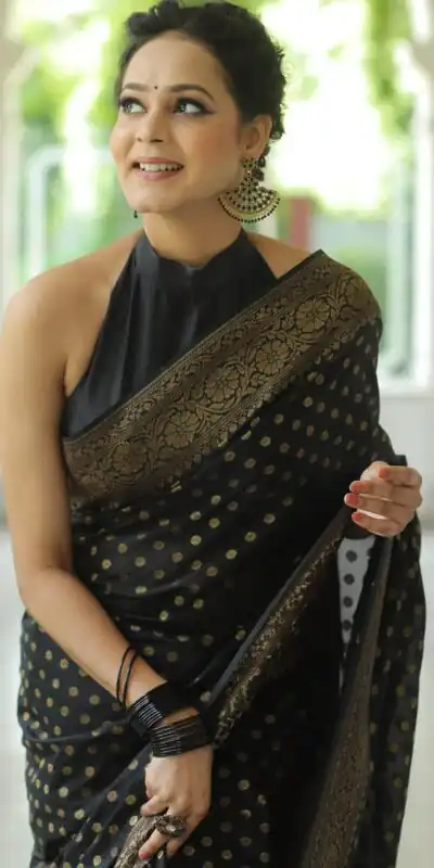 Alternative view of Fancy Black Lichi Silk Jacquard Work Saree