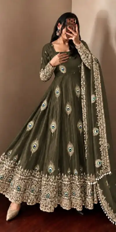 Alternative view of Fancy Mehendi Fendy Silk Sequins Work Gown