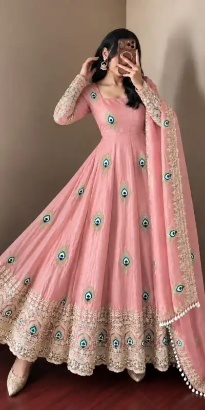 Alternative view of Fancy Peach Fendy Silk Sequins Work Gown