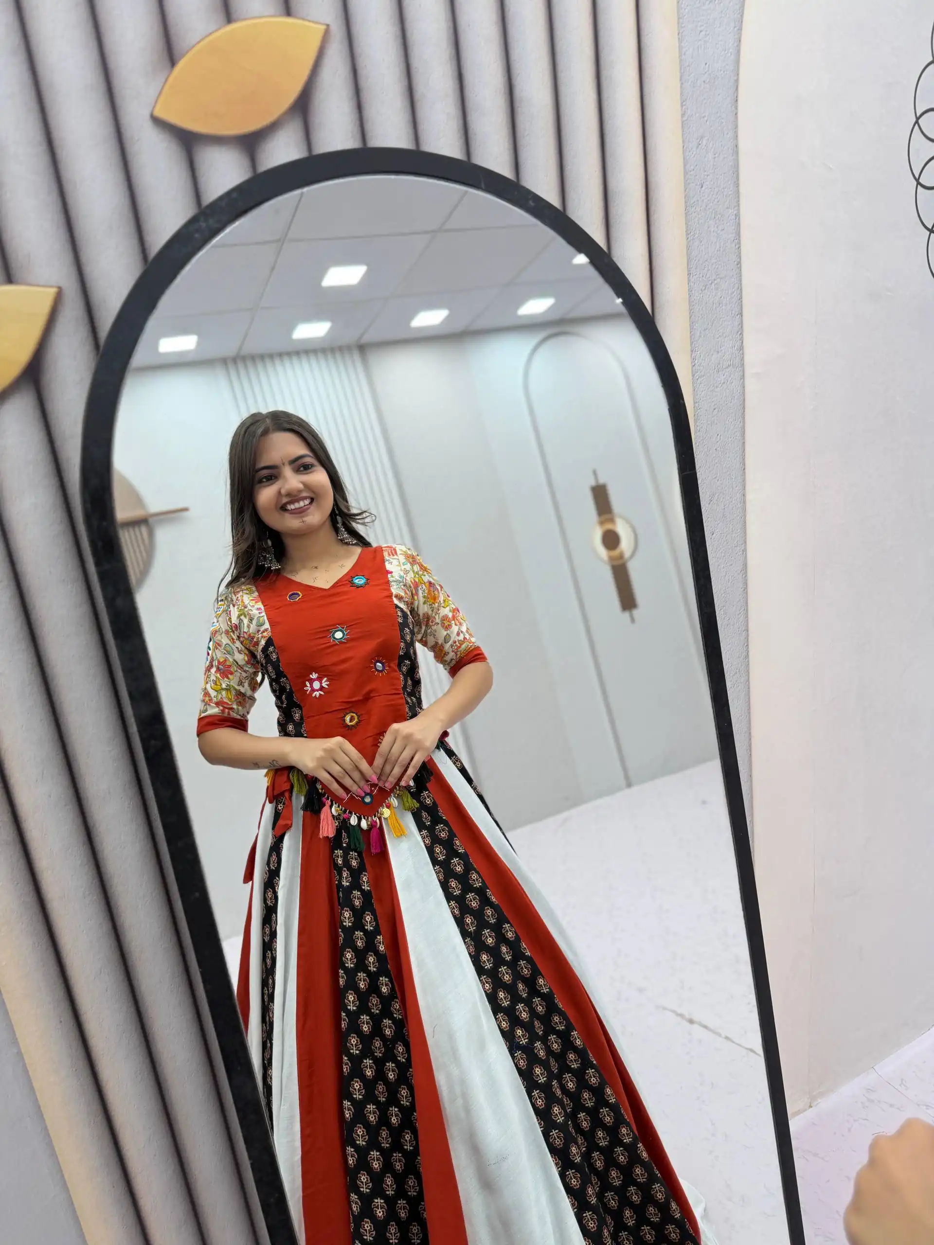 Fancy Red Pure Cotton Hand Work Lehenga Choli - Image 5