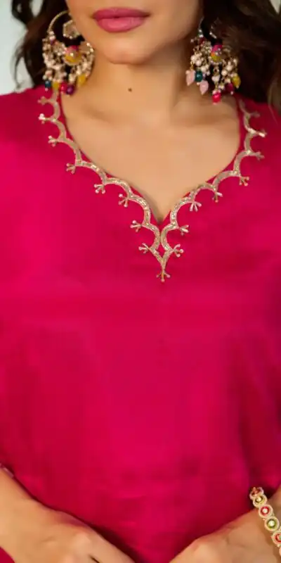 Alternative view of Glowing Pink Chinon Silk Sequence Work Salwar Suit