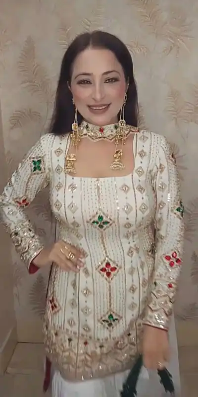 Magical White Chinon Silk Embroidery Work Salwar Suit