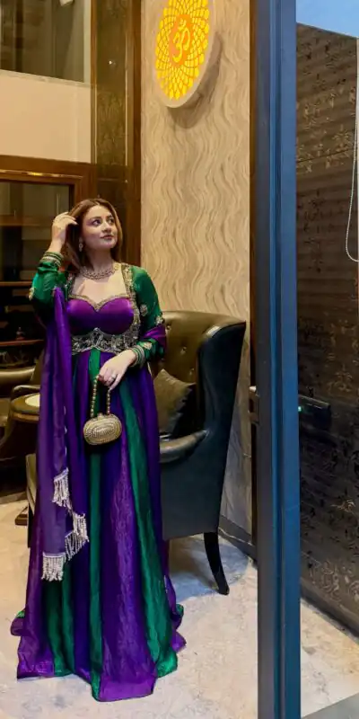 Alternative view of Pretty Purple Fendy Silk Embroider Work Gown