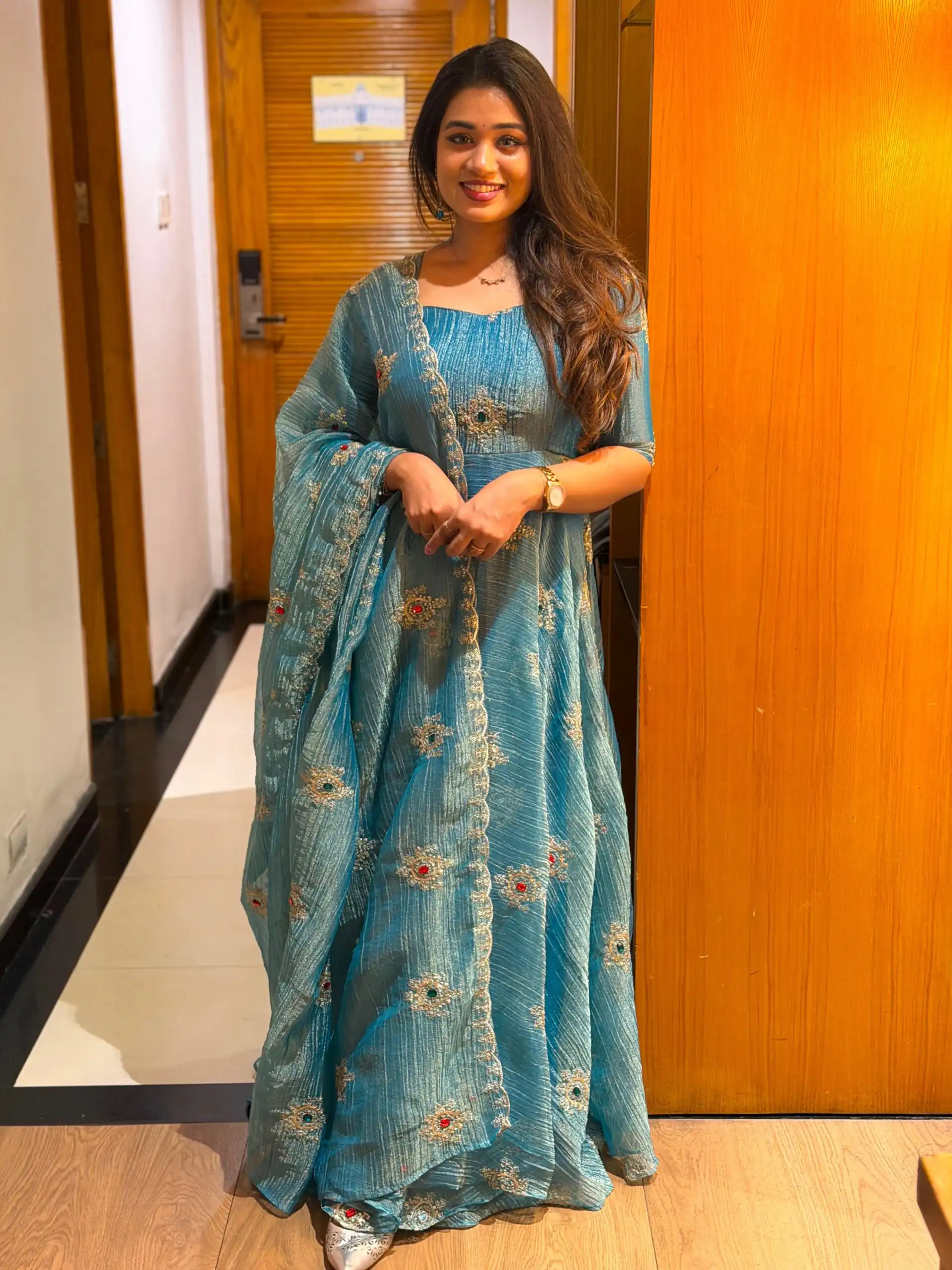 Pretty Rama Salsa Silk Thread Work Gown - Image 3