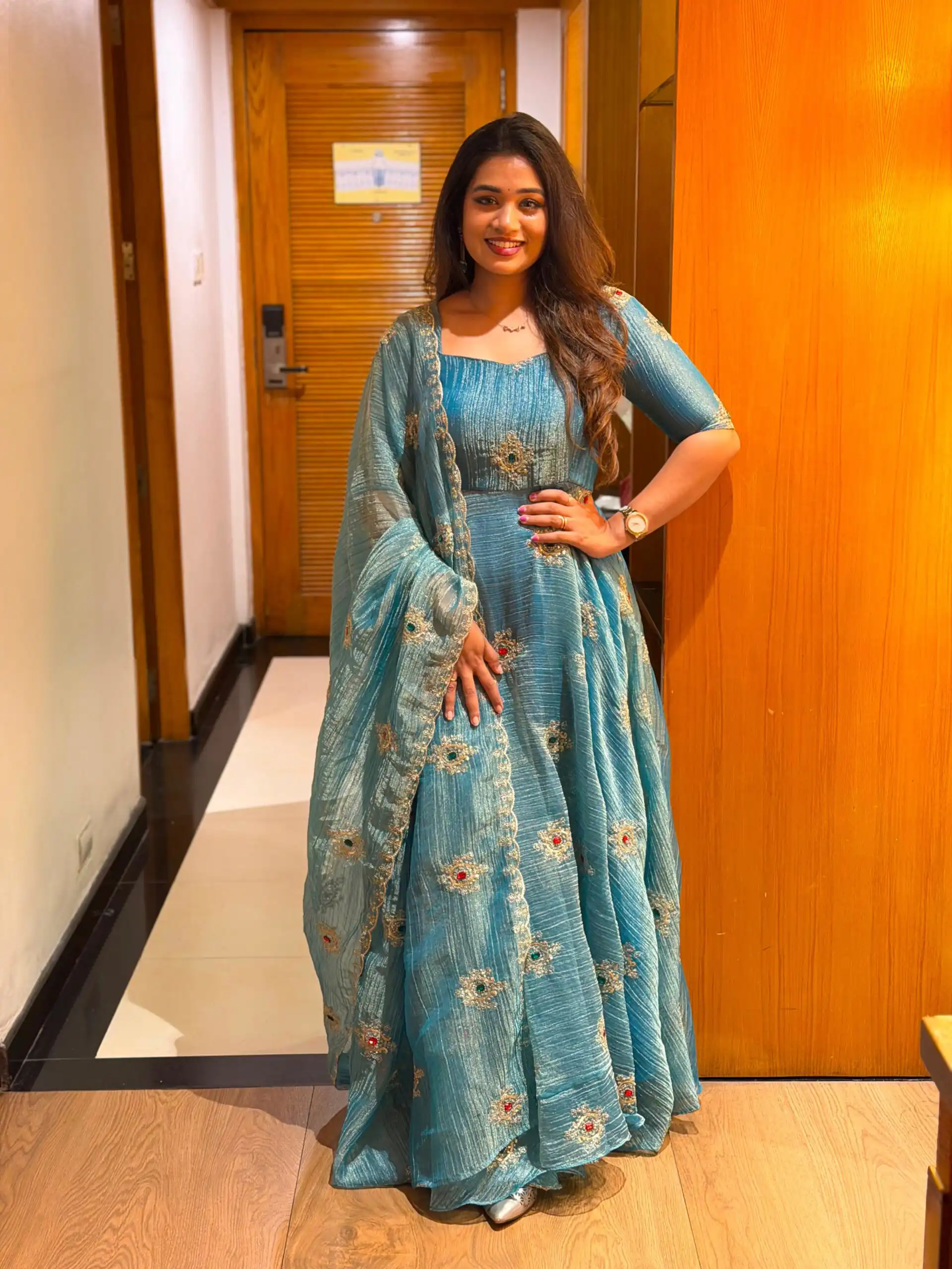 Pretty Rama Salsa Silk Thread Work Gown