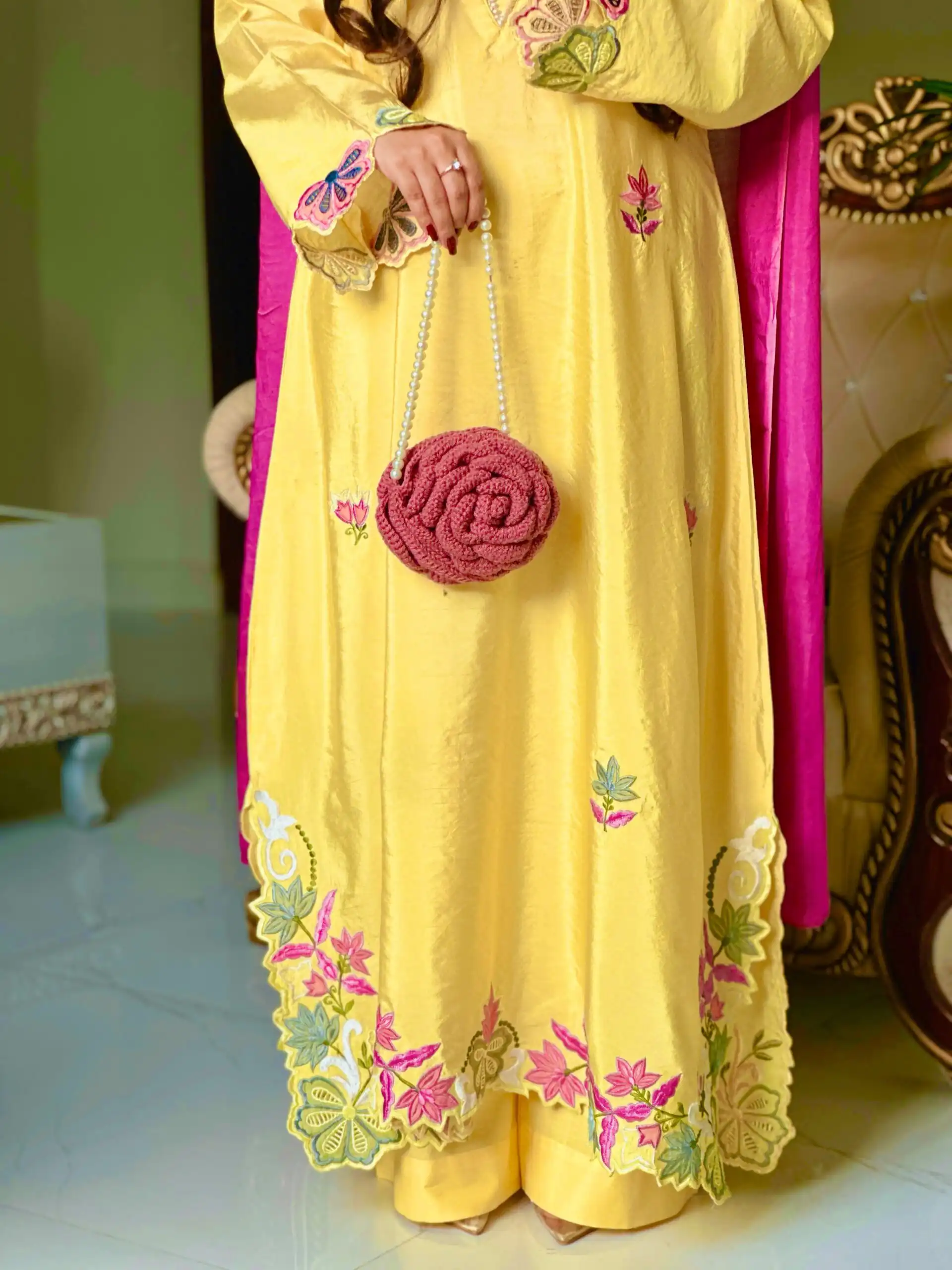 Pretty Yellow Ho Silk Sequins Work Salwar Suit - Image 6