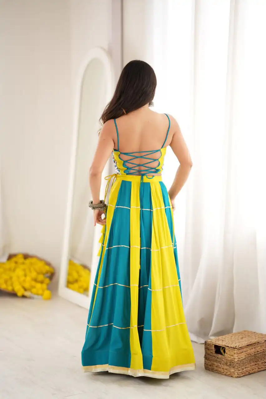 Trendy Blue Rayon Gota Patti Work Lehenga Choli - Image 2