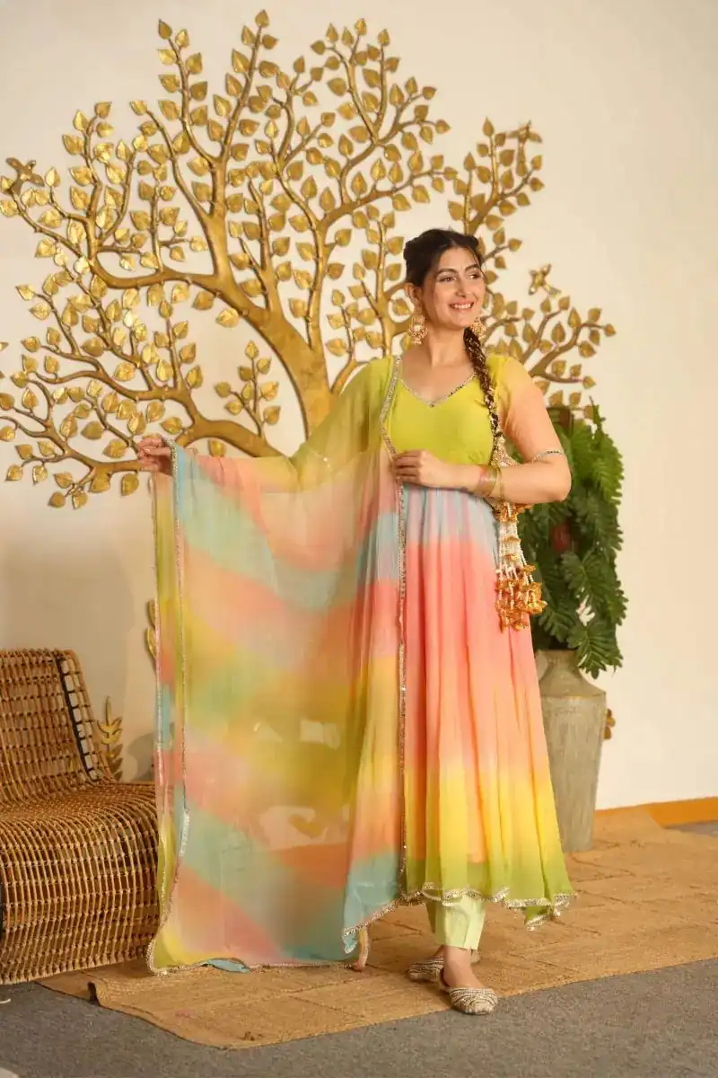 Trendy Multi Faux Georgette Digital Print Work Anarkali Suit - Image 6