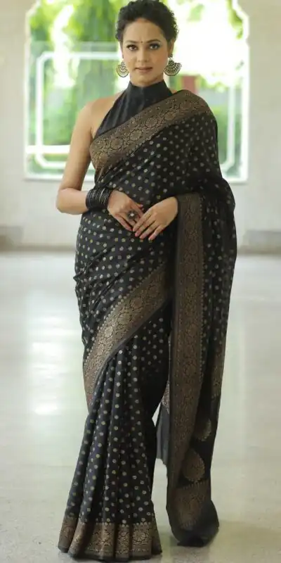 KPR 233 Black in Soft Lichi Silk Lace Border & Lace Work Saree . Available at ₹1549 only. Delivery 4-6 Working Days. Shop now. | Designer Sarees, Modern Digital sarees, Sarees, Bollywood Sarees, Creative Sarees, Embroidered Sarees, Ethnic Saree, Party Wear Sarees