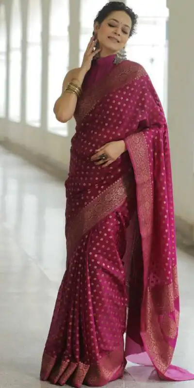 KPR 233 Dark Pink in Soft Lichi Silk Lace Border & Lace Work Saree . Available at ₹1549 only. Delivery 4-6 Working Days. Shop now. | Designer Sarees, Modern Digital sarees, Sarees, Bollywood Sarees, Creative Sarees, Embroidered Sarees, Ethnic Saree, Party Wear Sarees