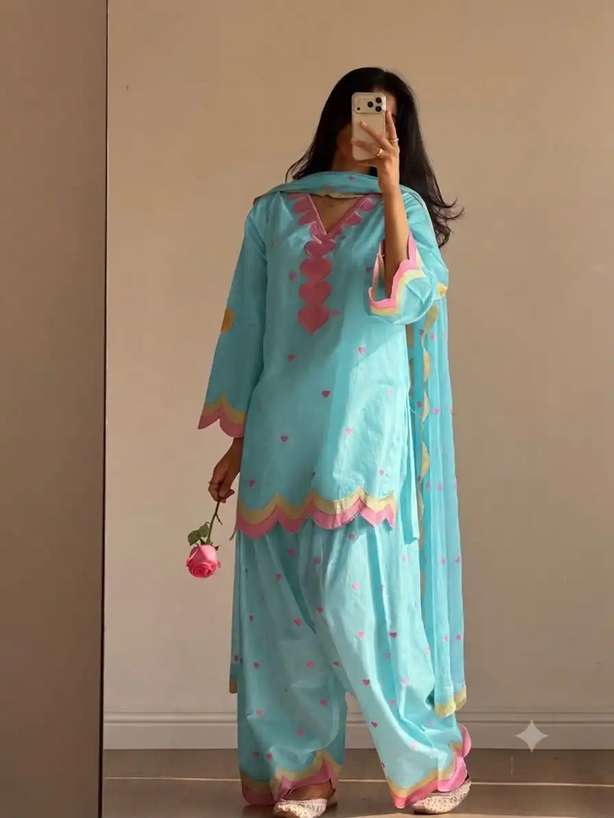 BE 490 Blue Mul Chanderi Salwar Suit with Embroidery Work & Sequins Work. Festive Deal ₹2399. Delivery 4-6 Working Days. Shop nowp | Jump Suits, Salwar suit, Casual Suits, Creative suits, Designer Suits, Palazzo Suits, Party Wear Suits, Patiala Suits, Straight Suits