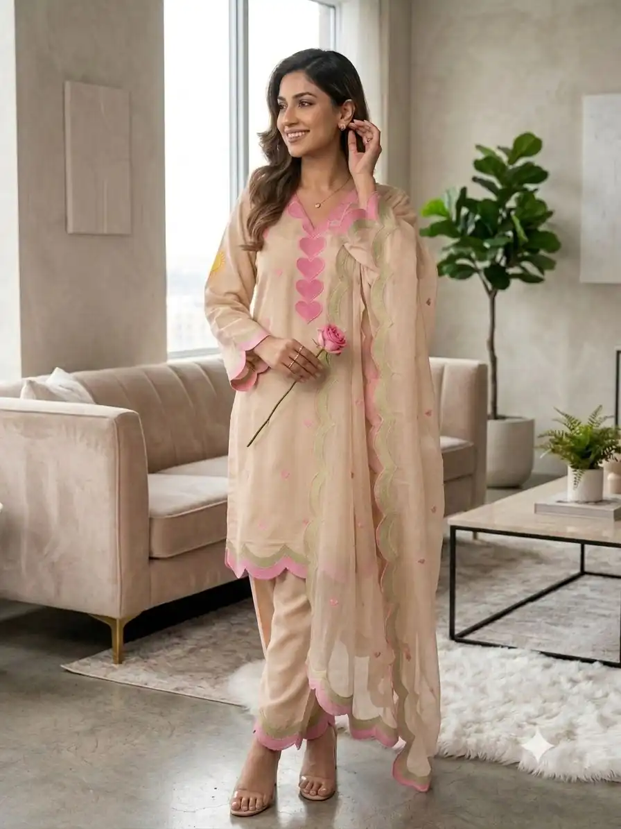 BE 490 Chiku Mul Chanderi Salwar Suit with Embroidery Work & Sequins Work. Festive Deal ₹2399. Delivery 4-6 Working Days. Shop nowp | Jump Suits, Salwar suit, Casual Suits, Creative suits, Designer Suits, Palazzo Suits, Party Wear Suits, Patiala Suits, Straight Suits