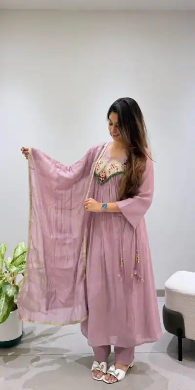 LG 2145 Lavender Mul Chanderi Salwar Suit with Embroidery Work & Sequins Work. Festive Deal ₹2799. Delivery 4-6 Working Days. Shop nowp | Jump Suits, Salwar suit, Casual Suits, Creative suits, Designer Suits, Palazzo Suits, Party Wear Suits, Patiala Suits, Straight Suits