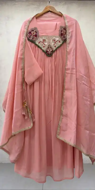 LG 2145 Peach Mul Chanderi Salwar Suit with Embroidery Work & Sequins Work. Festive Deal ₹2799. Delivery 4-6 Working Days. Shop nowp | Jump Suits, Salwar suit, Casual Suits, Creative suits, Designer Suits, Palazzo Suits, Party Wear Suits, Patiala Suits, Straight Suits