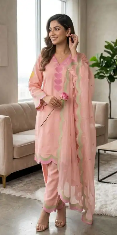 BE 490 Peach Mul Chanderi Salwar Suit with Embroidery Work & Sequins Work. Festive Deal ₹2399. Delivery 4-6 Working Days. Shop nowp | Jump Suits, Salwar suit, Casual Suits, Creative suits, Designer Suits, Palazzo Suits, Party Wear Suits, Patiala Suits, Straight Suits