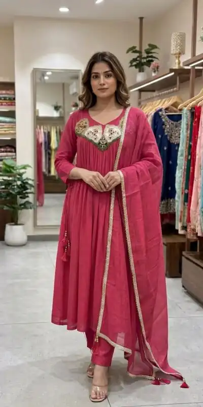 LG 2145 Pink Mul Chanderi Salwar Suit with Embroidery Work & Sequins Work. Festive Deal ₹2799. Delivery 4-6 Working Days. Shop nowp | Jump Suits, Salwar suit, Casual Suits, Creative suits, Designer Suits, Palazzo Suits, Party Wear Suits, Patiala Suits, Straight Suits