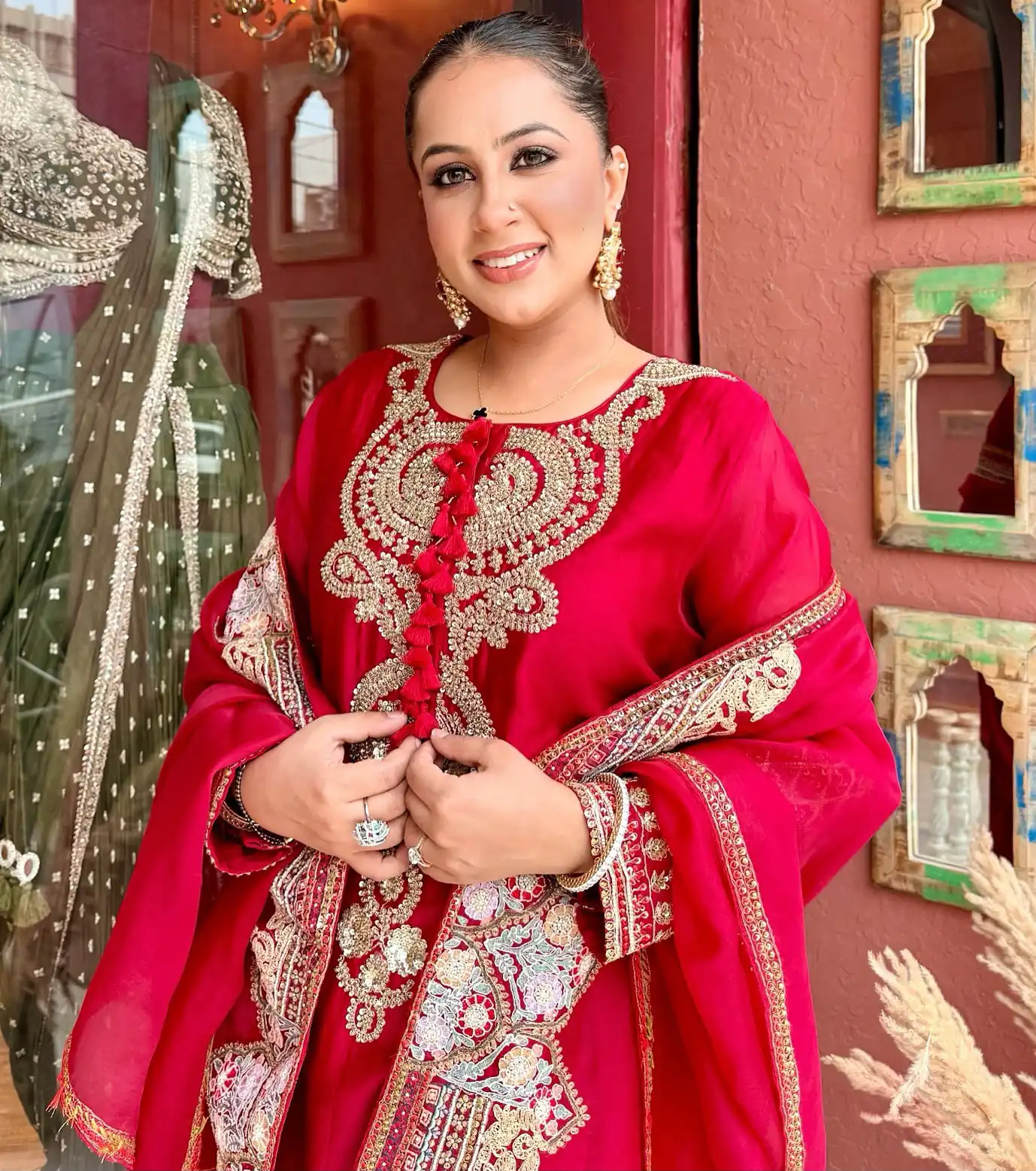 BE 500 Red Roman Silk Salwar Suit with Sequins Work & Embroidery Work. Available at ₹2449 only. Delivery 4-6 Working Days. Shop now. | Jump Suits, Salwar suit, Casual Suits, Creative suits, Designer Suits, Palazzo Suits, Party Wear Suits, Patiala Suits, Straight Suits