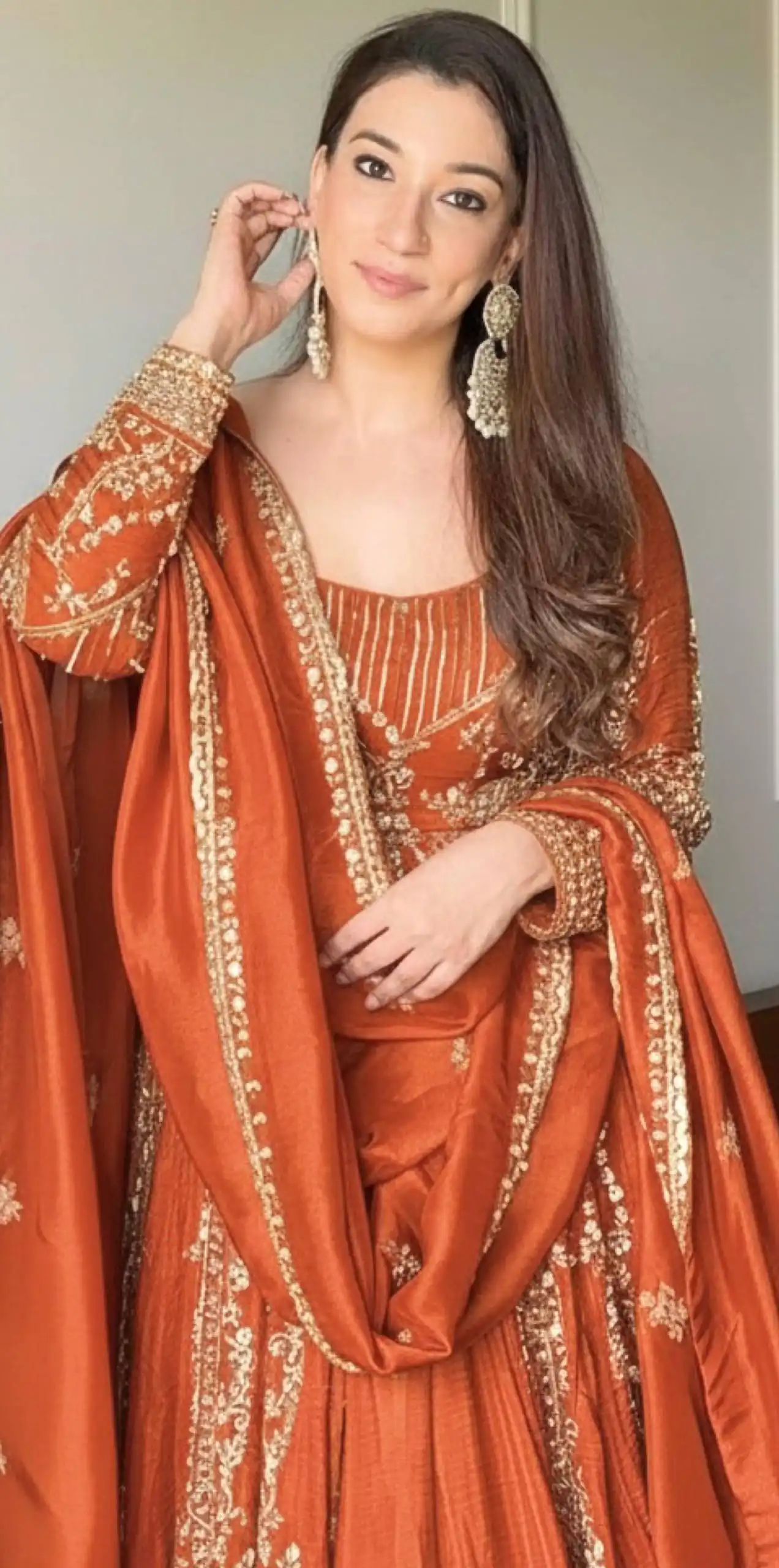VLM 297 Orange Crunchy Silk with Lace Work & Embroidery Work Gown . Introductory Price ₹2499. Delivery 4-6 Working Days. Shop now. | Gowns, Bollywood Gowns, Creative Gowns, Designer Gowns, Embroidered Gowns, Party Wear Gowns