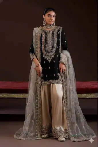 LG 2068 Black Crape Silk Salwar Suit Perfect for Wedding, Party, Onam, Reception, Housewarming – . Grab it for ₹1999. Delivery 4-6 Working Day | Jump Suits, Salwar suit, Casual Suits, Creative suits, Designer Suits, Palazzo Suits, Party Wear Suits, Patiala Suits, Straight Suits