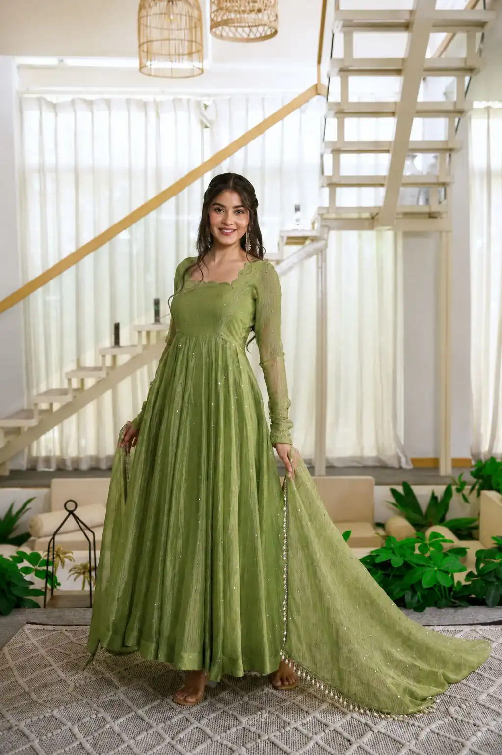 KD 1641 Green in Salsa Silk Embroidery Work & Sequins Work Gown . Get it for ₹2899. Delivery 4-6 Working Days. Online Shop now. | Gowns, Bollywood Gowns, Creative Gowns, Designer Gowns, Embroidered Gowns, Party Wear Gowns